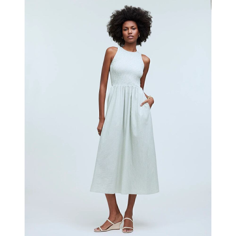 Madewell Women’s Melody Smocked Midi Dress Pistachio XXS